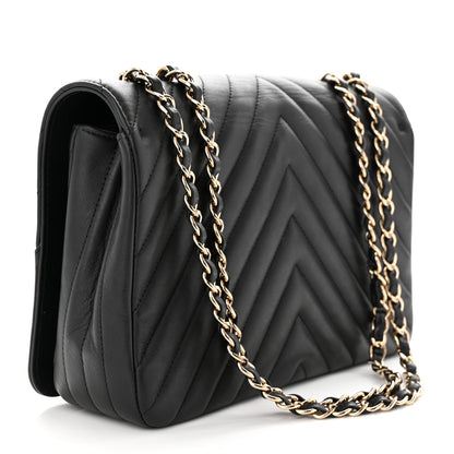 Chanel Calfskin Chevron Quilted Large Statement Flap Black 2 of 12
