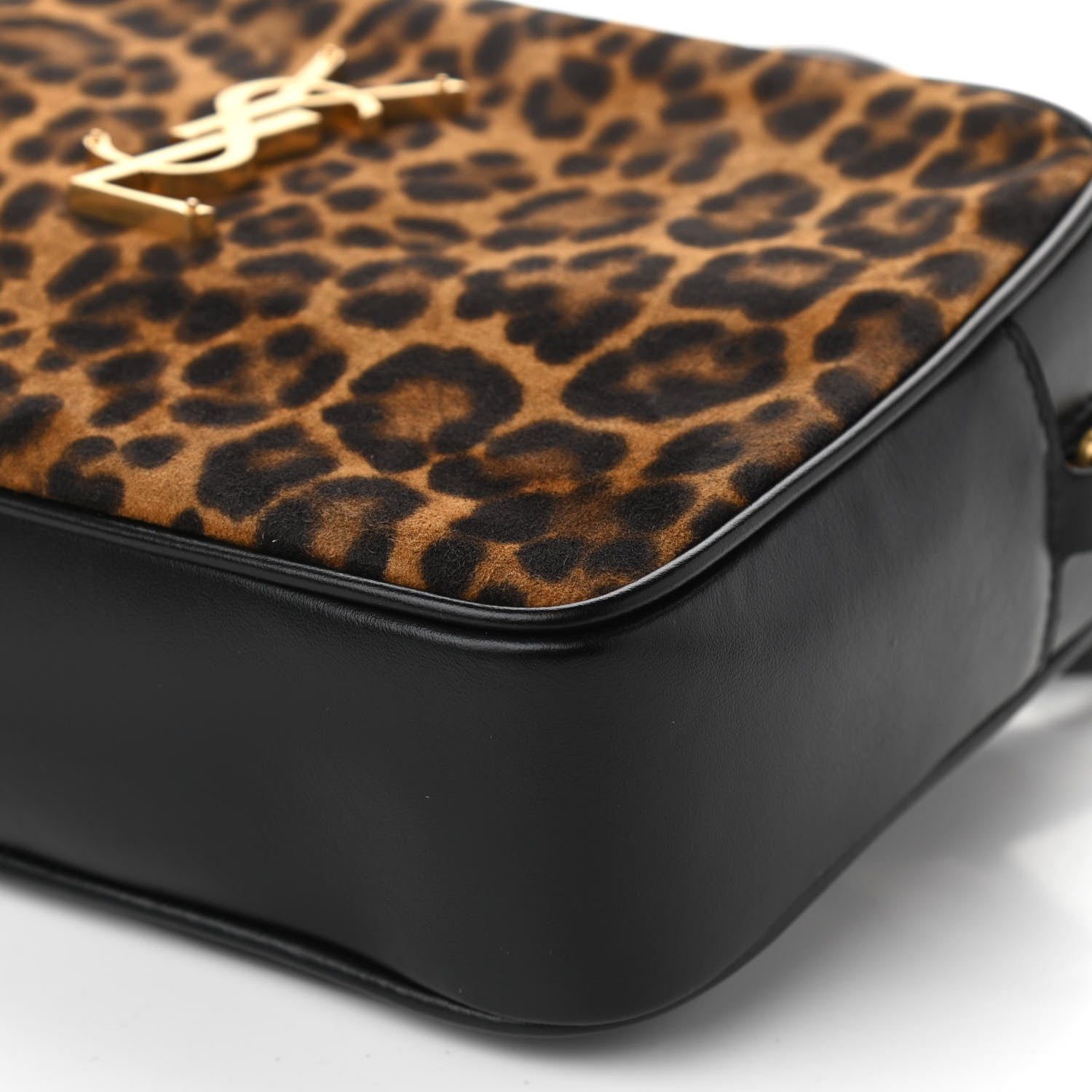 Saint Laurent Calfskin Leopard Print Monogram Lou Camera Bag Black 13 of 15