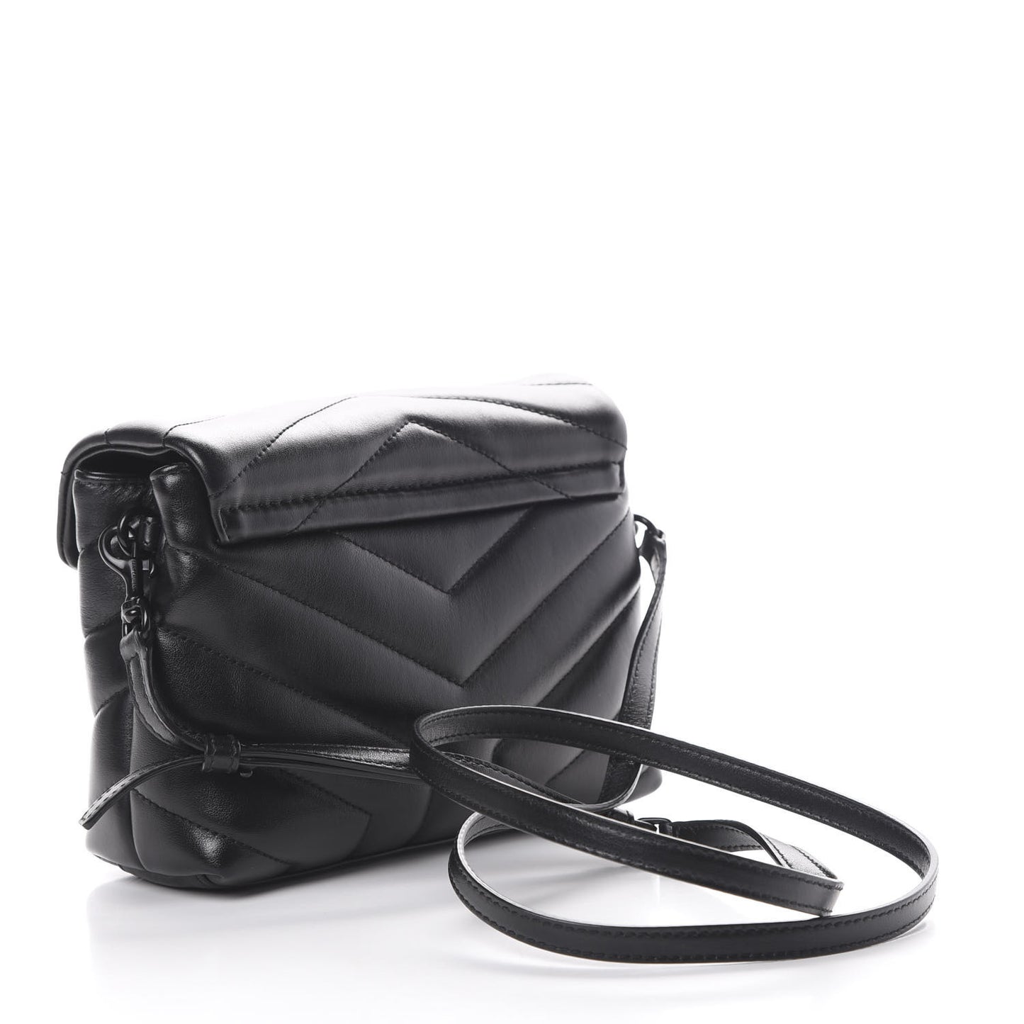 Calfskin Y Quilted Monogram Toy Loulou Crossbody Bag Black