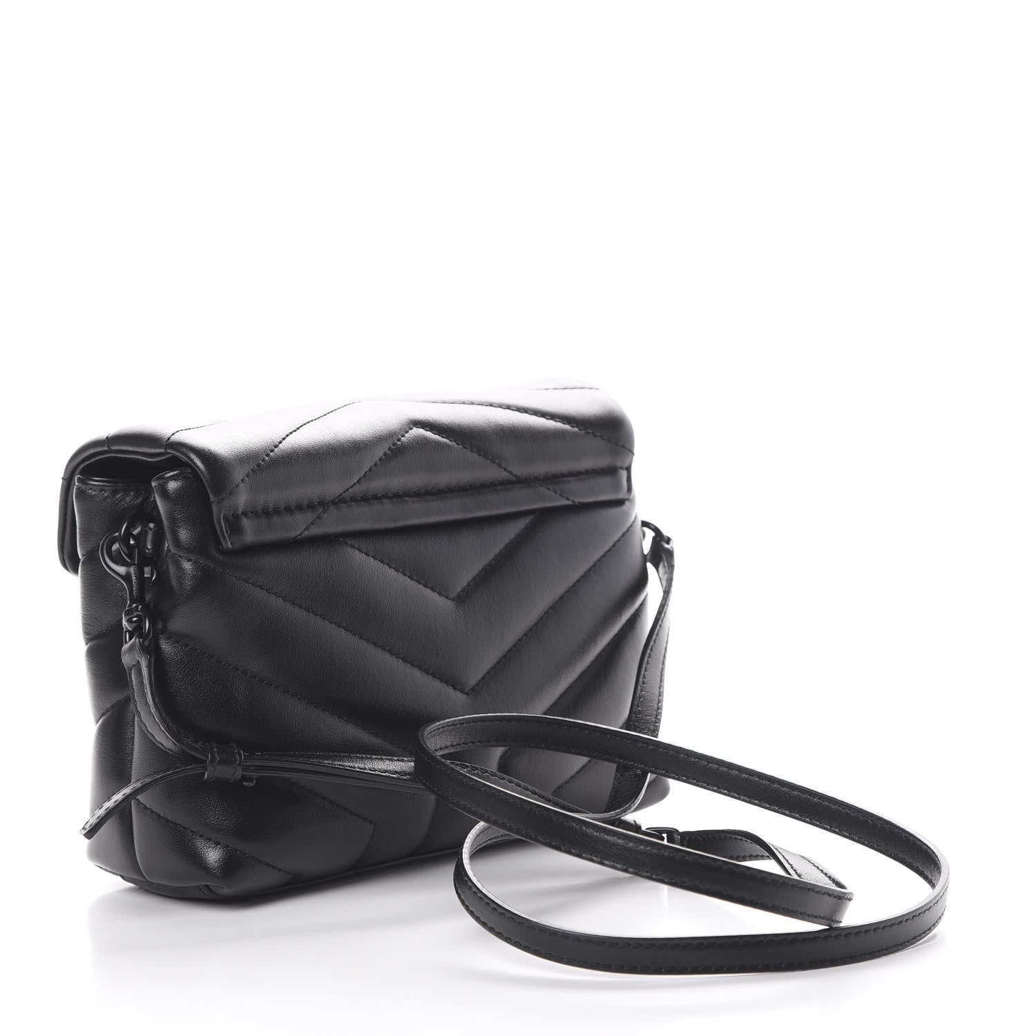 Saint Laurent Calfskin Y Quilted Monogram Toy Loulou Crossbody Bag Black 2 of 9