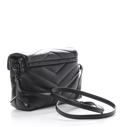 Saint Laurent Calfskin Y Quilted Monogram Toy Loulou Crossbody Bag Black 2 of 9