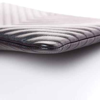 Chanel Iridescent Caviar Chevron Quilted Large Cosmetic Case Black 9 of 10