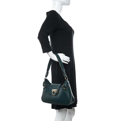 Salvatore Ferragamo Calfskin Small Fanisa Gancini Hobo Green 2 of 9