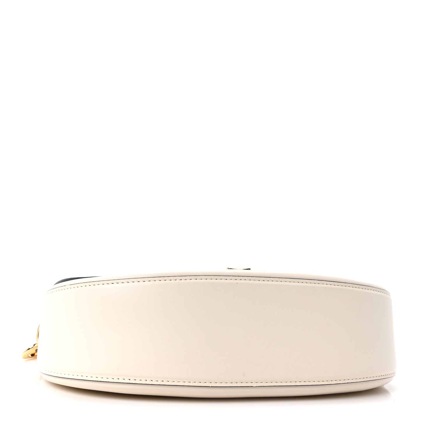 Calfskin Ohval Foldover Shoulder Bag White
