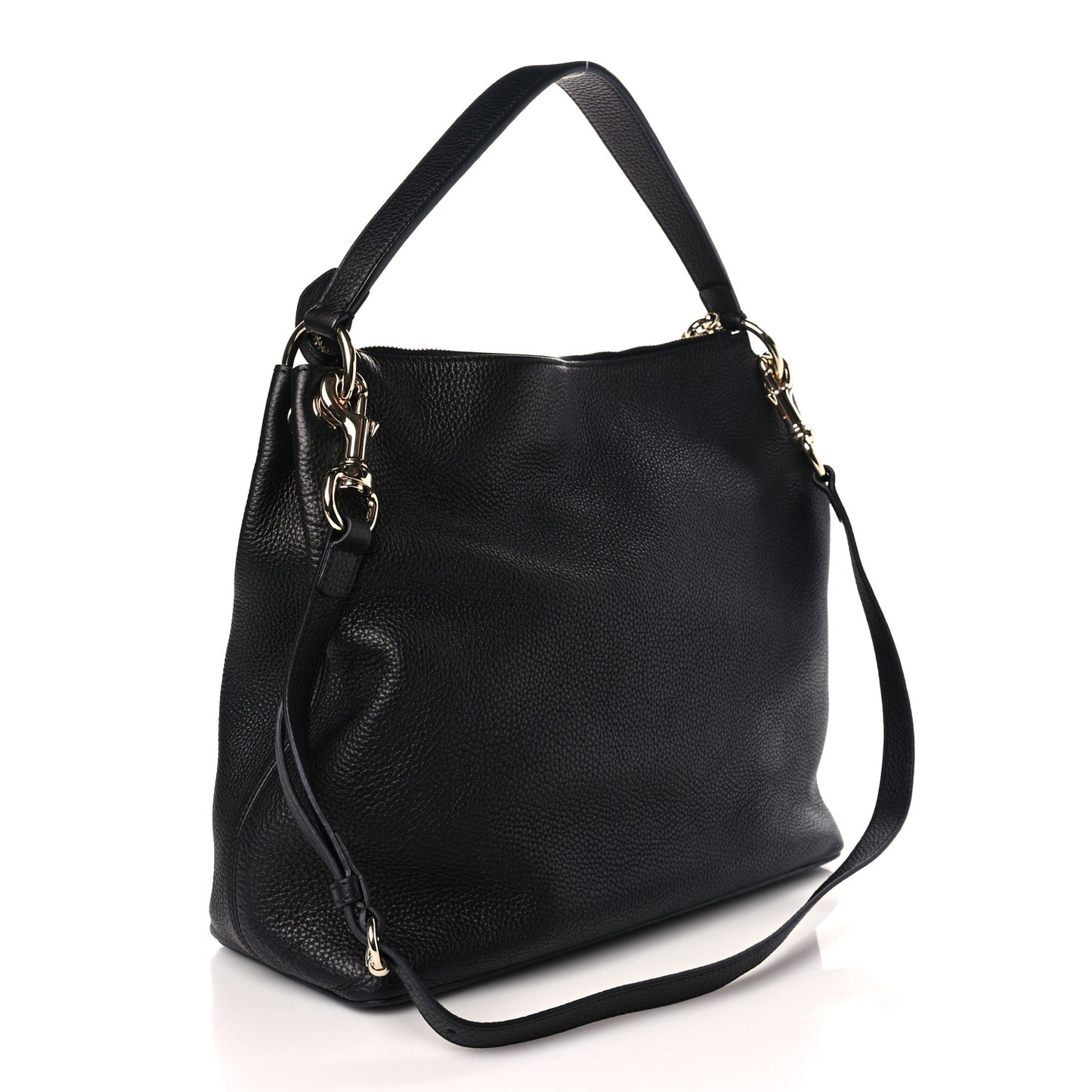 Pebbled Calfskin Large Soho Hobo Black