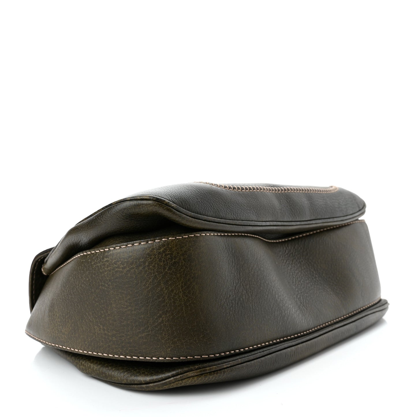 Calfskin Large New Bamboo Top Handle Bag Olive Green