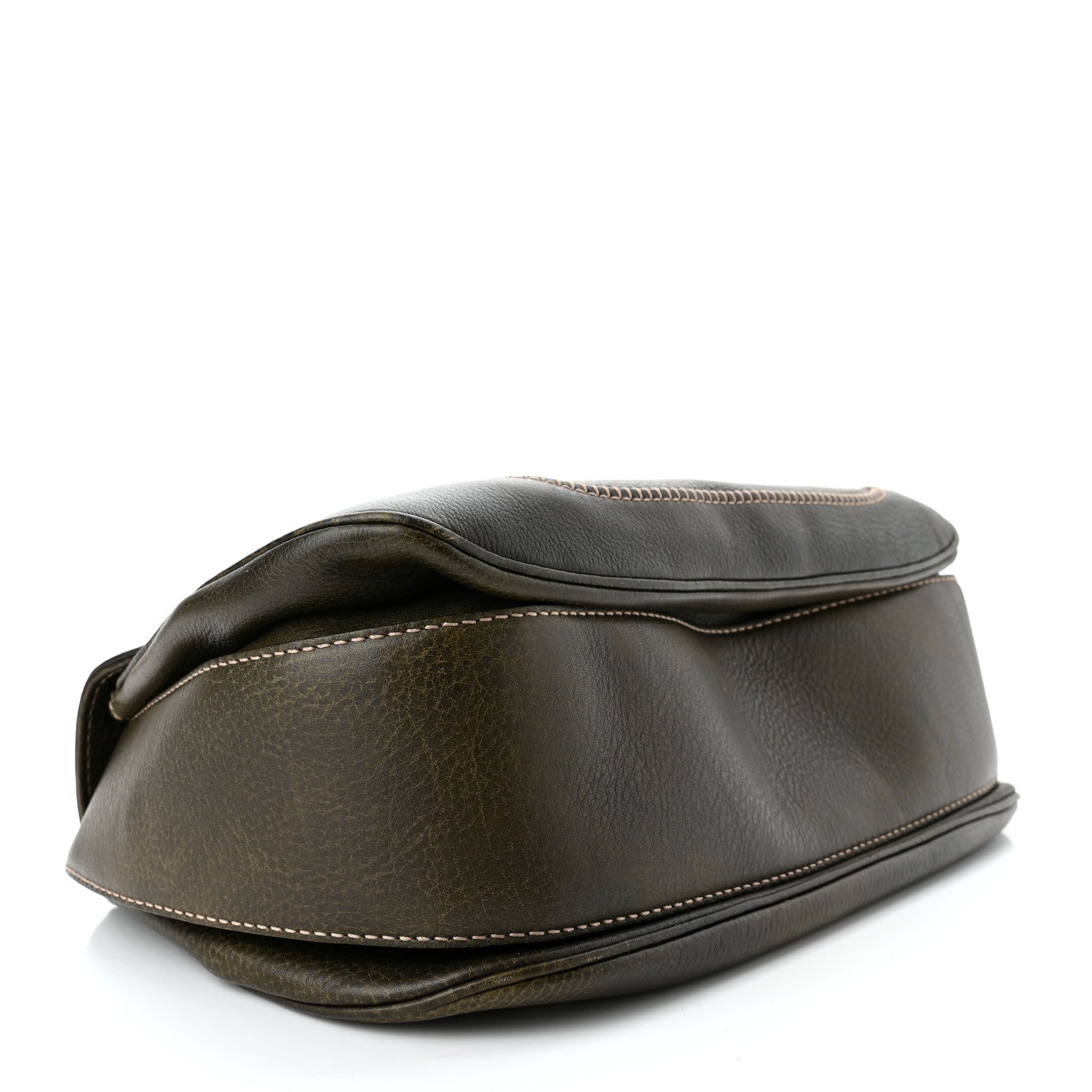 Gucci Calfskin Large New Bamboo Top Handle Bag Olive Green 3 of 11