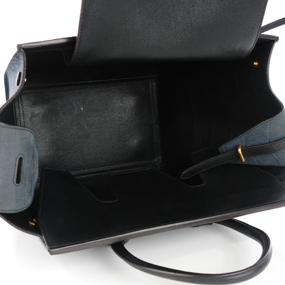 Celine Smooth Calfskin Nubuck Crocodile Embossed Small Tie Knot Tote Navy 5 of 7