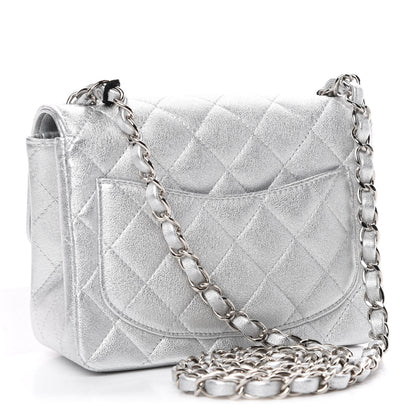 Chanel Metallic Lambskin Quilted Mini Square Flap Silver 3 of 11