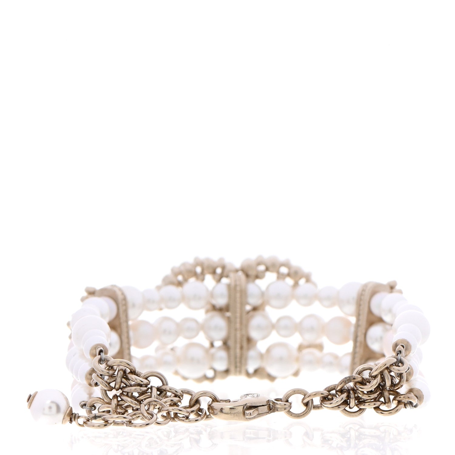 Chanel Crystal Pearl CC Bracelet Gold 3 of 4