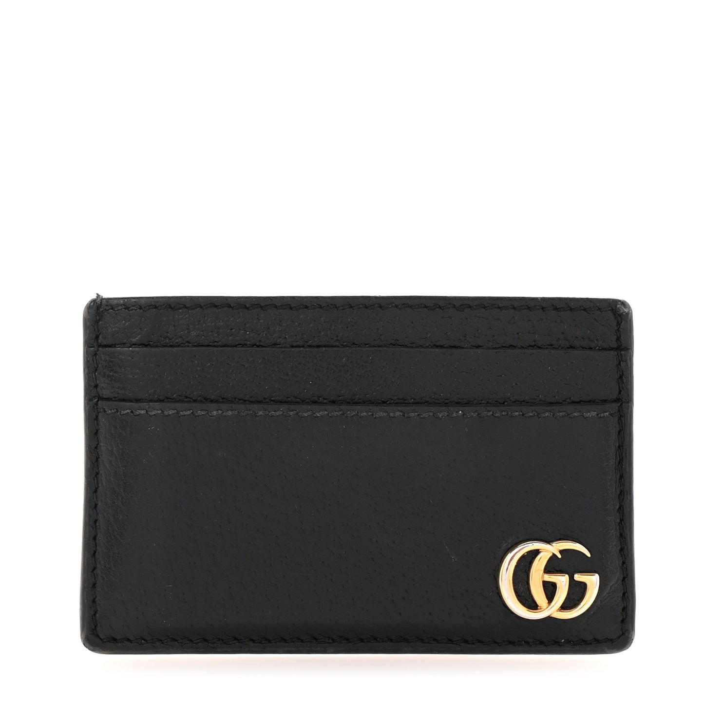 Calfskin Boar Effect GG Marmont Card Holder Black