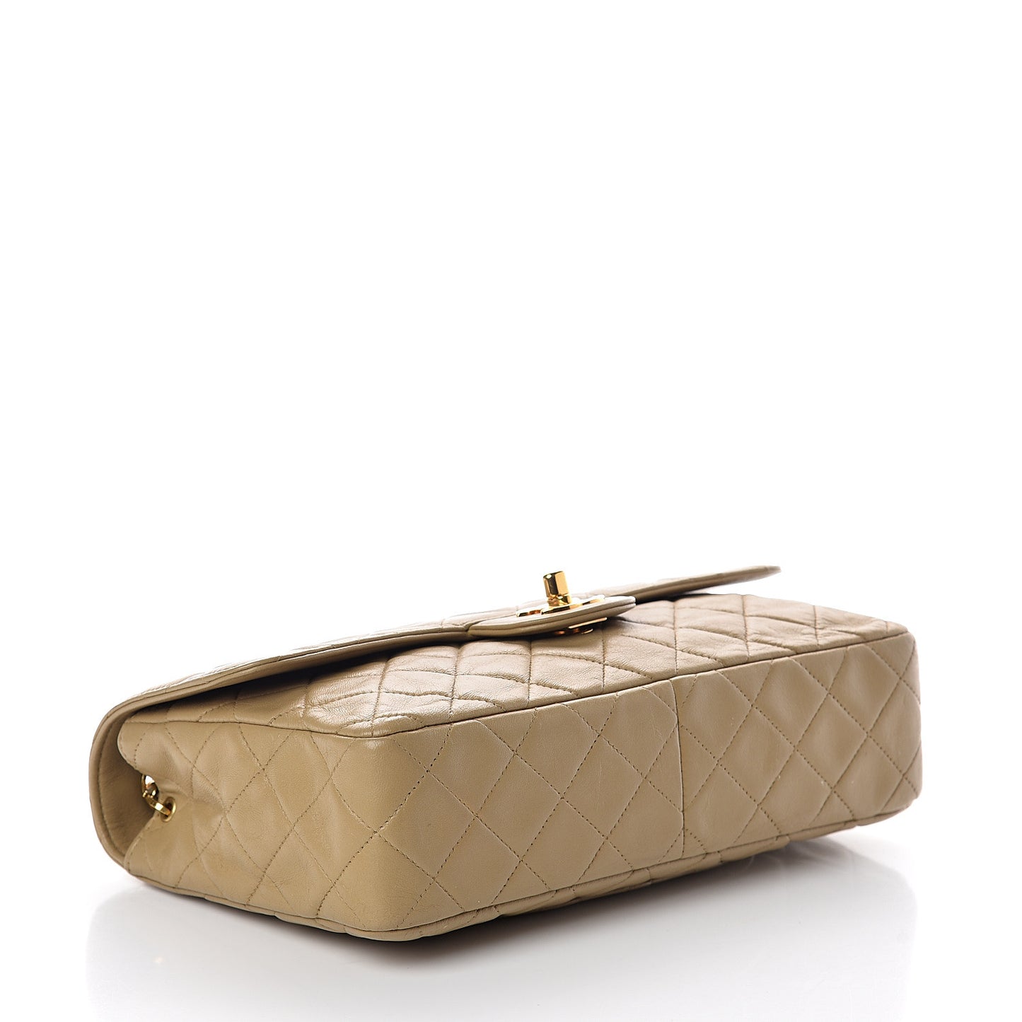 Lambskin Quilted Medium Single Flap Beige