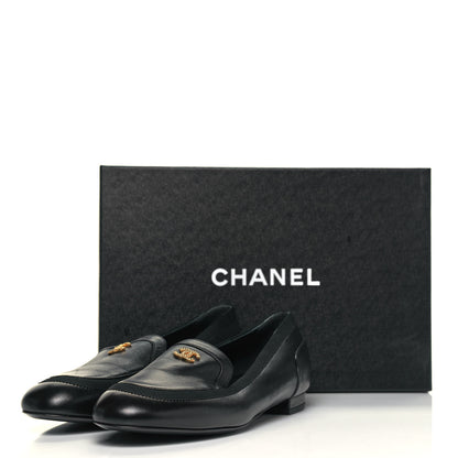 Chanel Lambskin CC Mocassin Loafers 39.5 Black 9 of 9