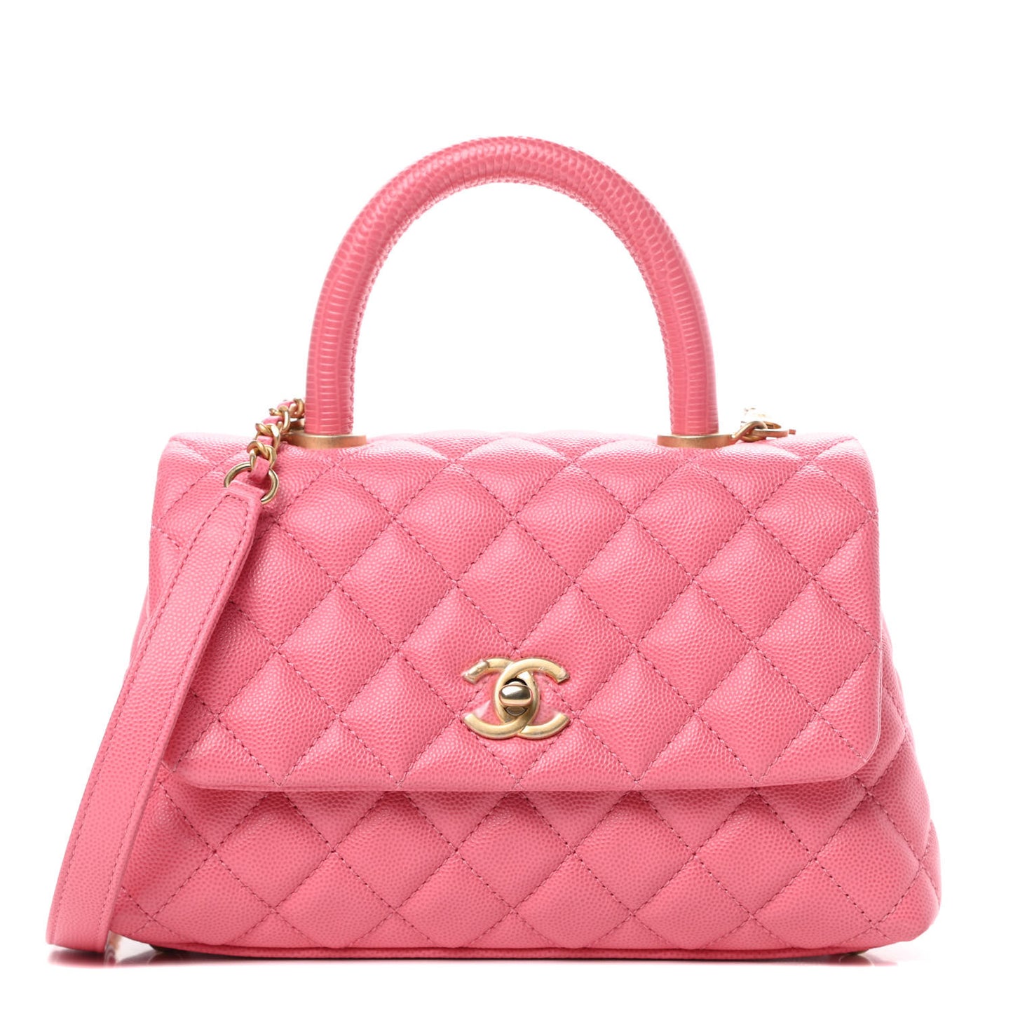 Caviar Quilted Mini Coco Handle Flap Dark Pink