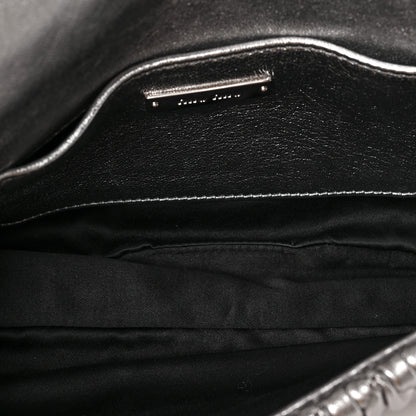 Miu Miu Metallic Nappa Matelasse Crystal Flap Clutch Cromo 5 of 9