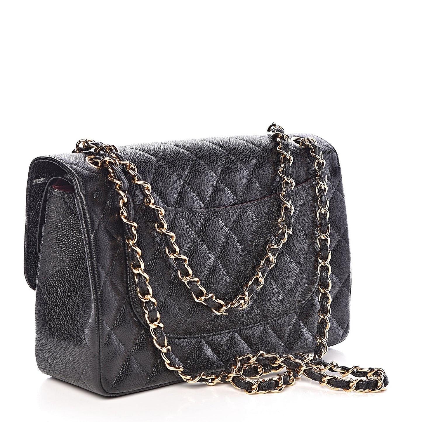 Caviar Quilted Jumbo Double Flap Black