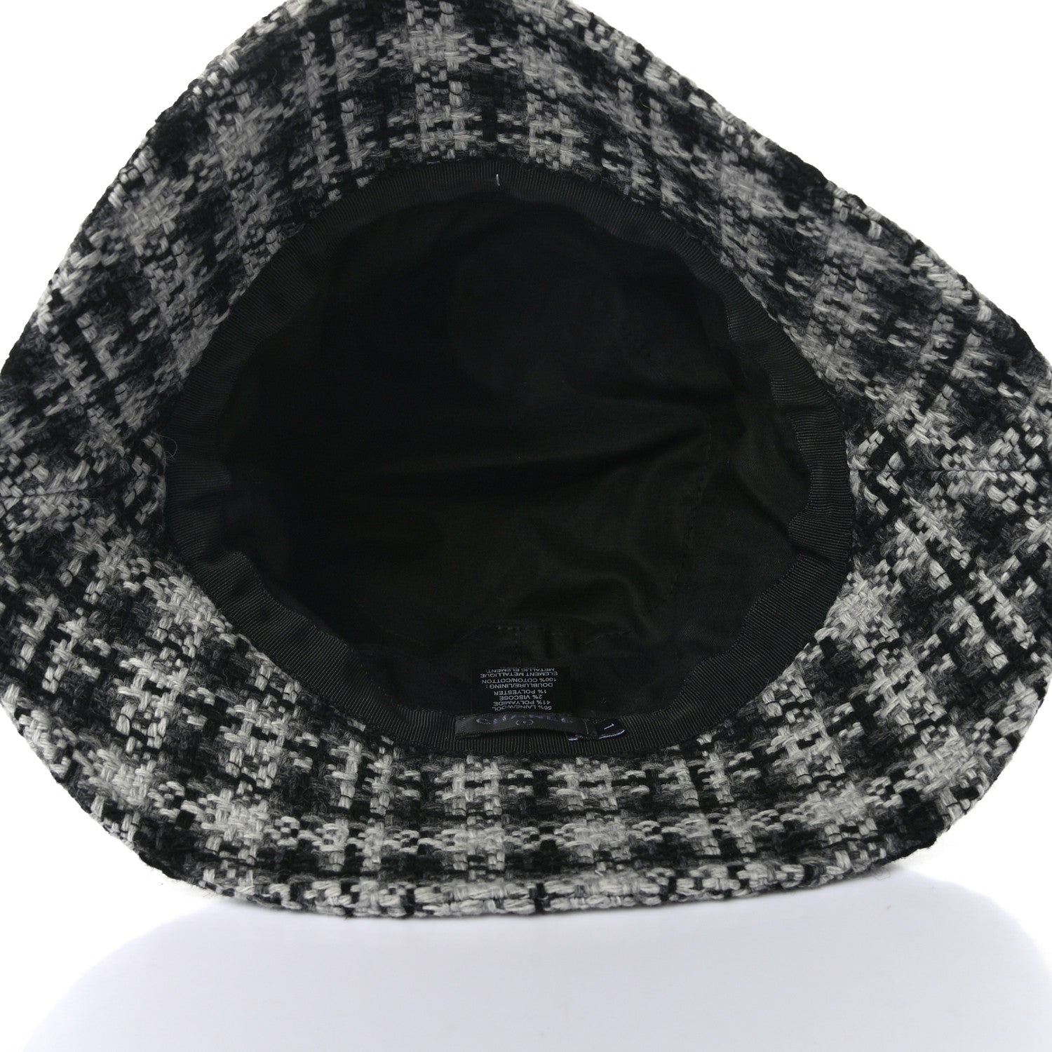 Chanel Tweed Bucket Hat L Black White 8 of 9