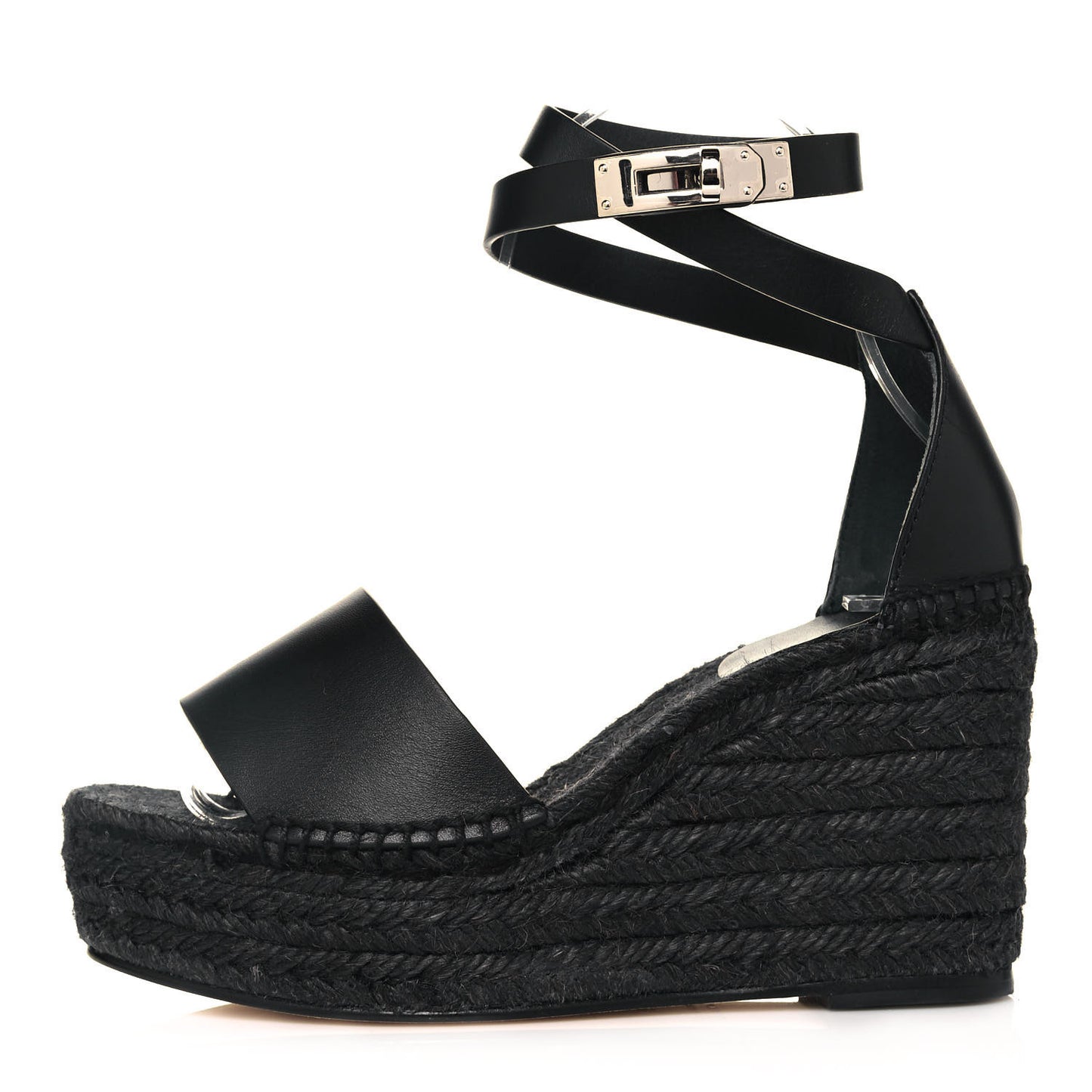 Calfskin Tipoli Espadrille Wedges 35 Black