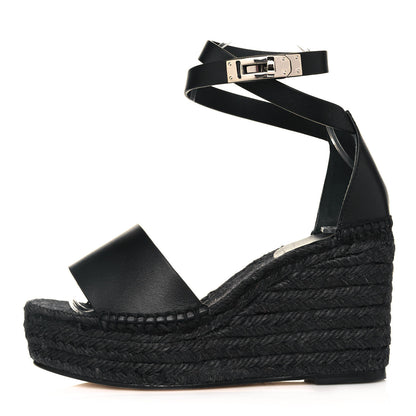 Hermes Calfskin Tipoli Espadrille Wedges 35 Black 1 of 8