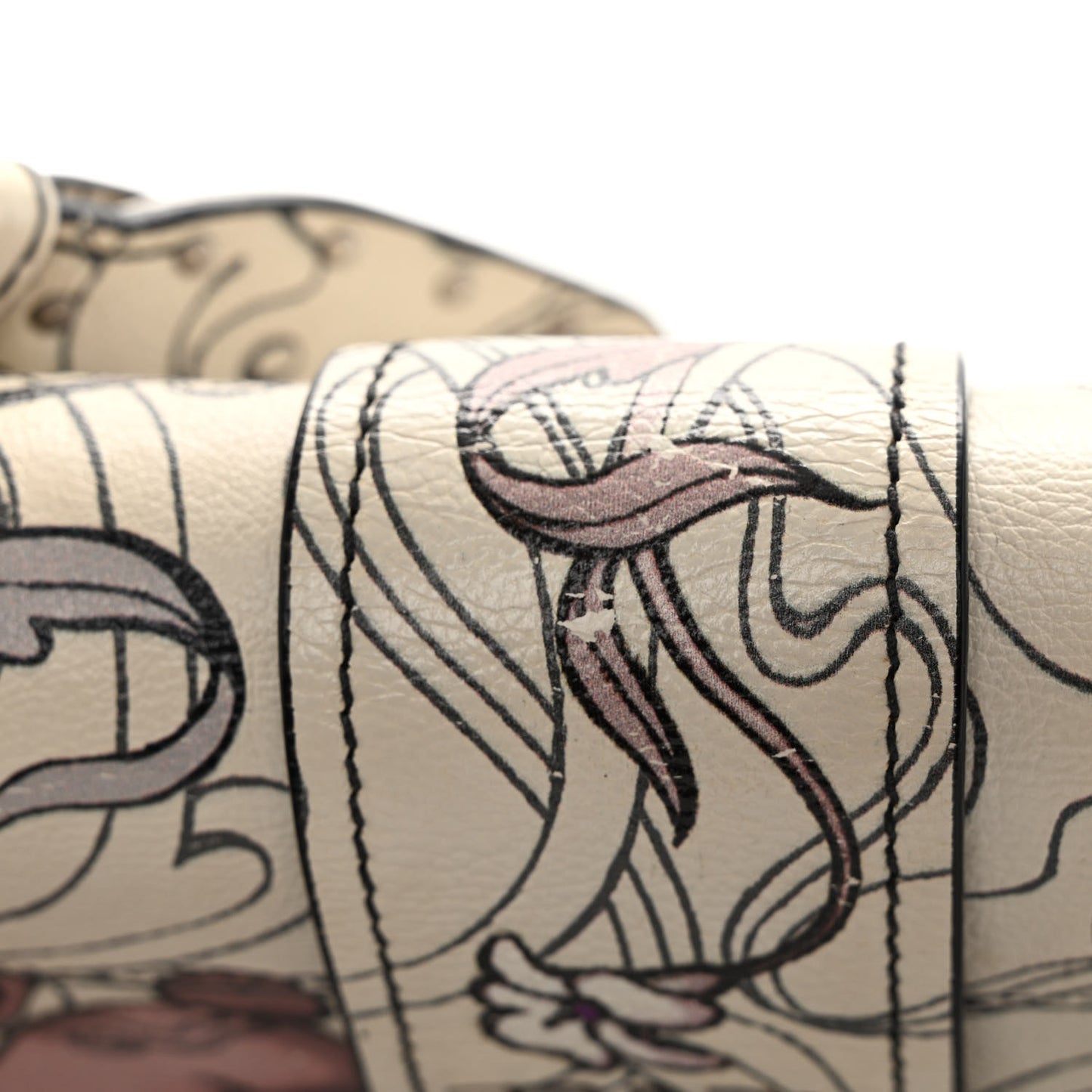 X JAMES JEAN Glace Calfskin Rabbit Print Cahier Bag Opaline