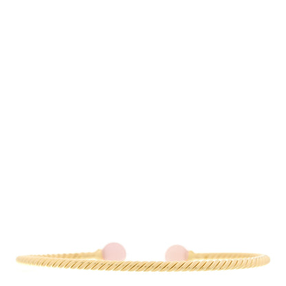David Yurman 18K Yellow Gold Pink Opal 7mm Solari Bracelet 2 of 4