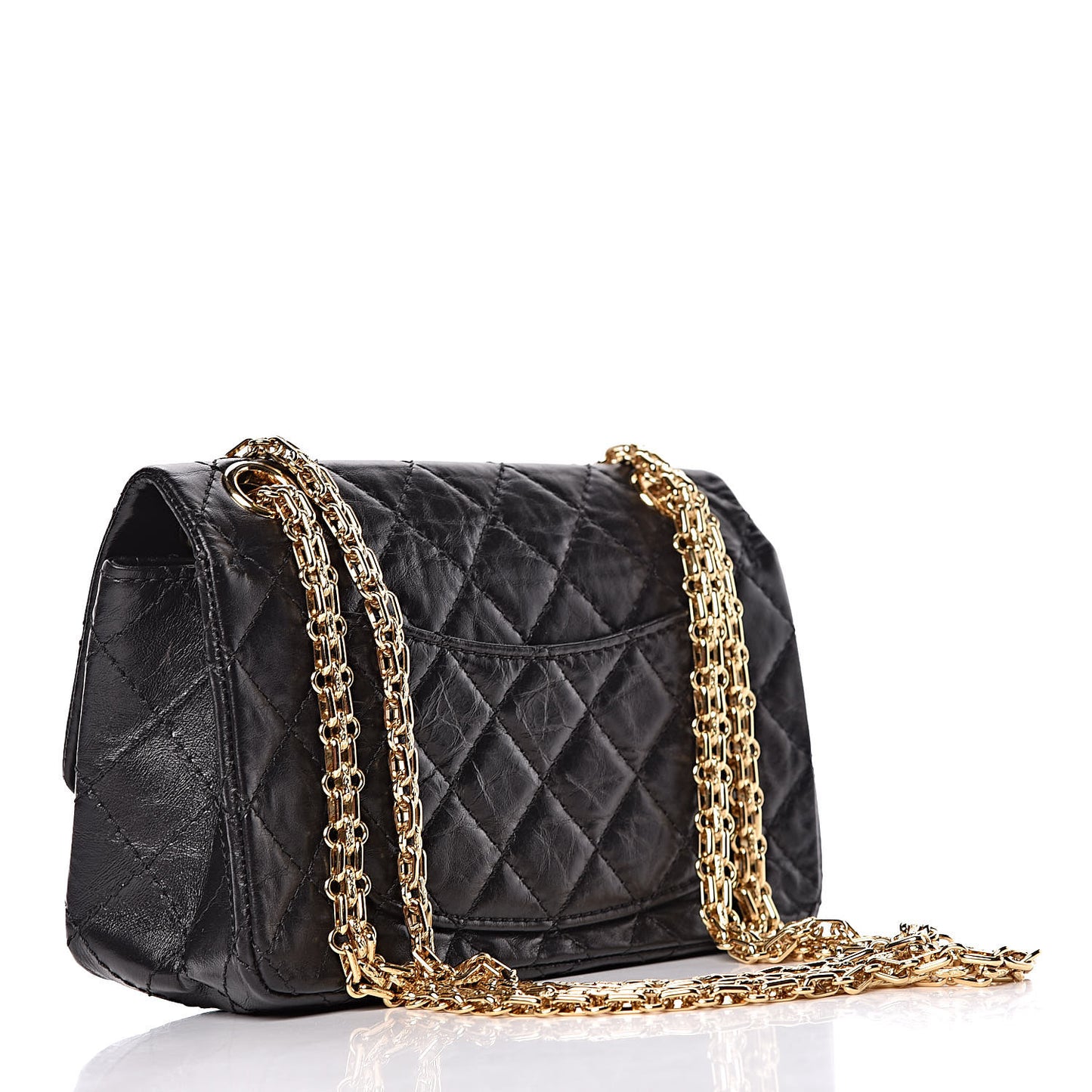 Aged Calfskin Quilted 2.55 Reissue Mini Flap Black