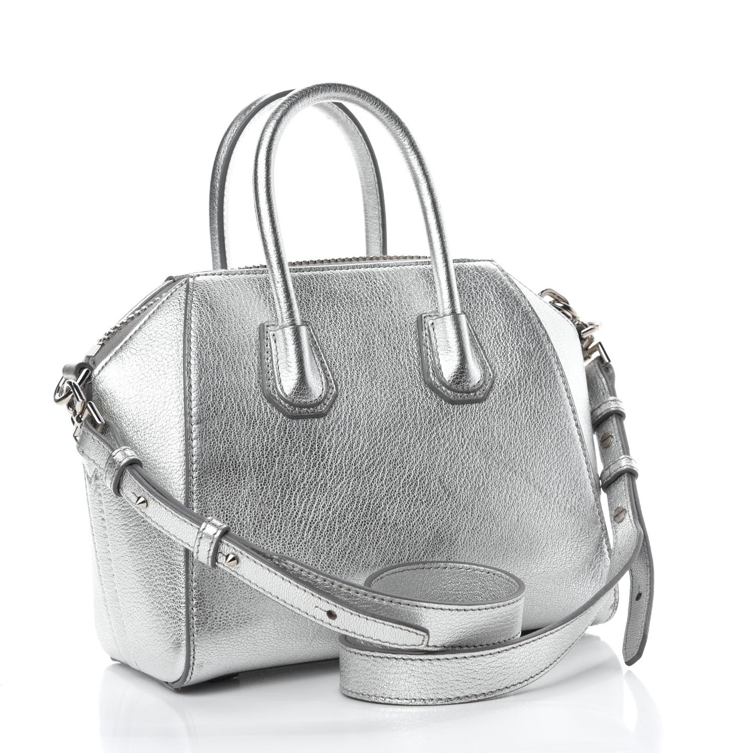 Givenchy Metallic Sugar Goatskin Mini Antigona Silver 3 of 14