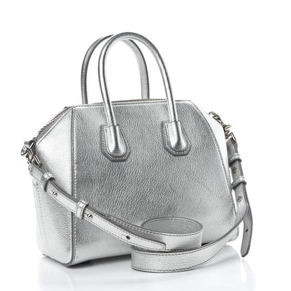 Givenchy Metallic Sugar Goatskin Mini Antigona Silver 3 of 14