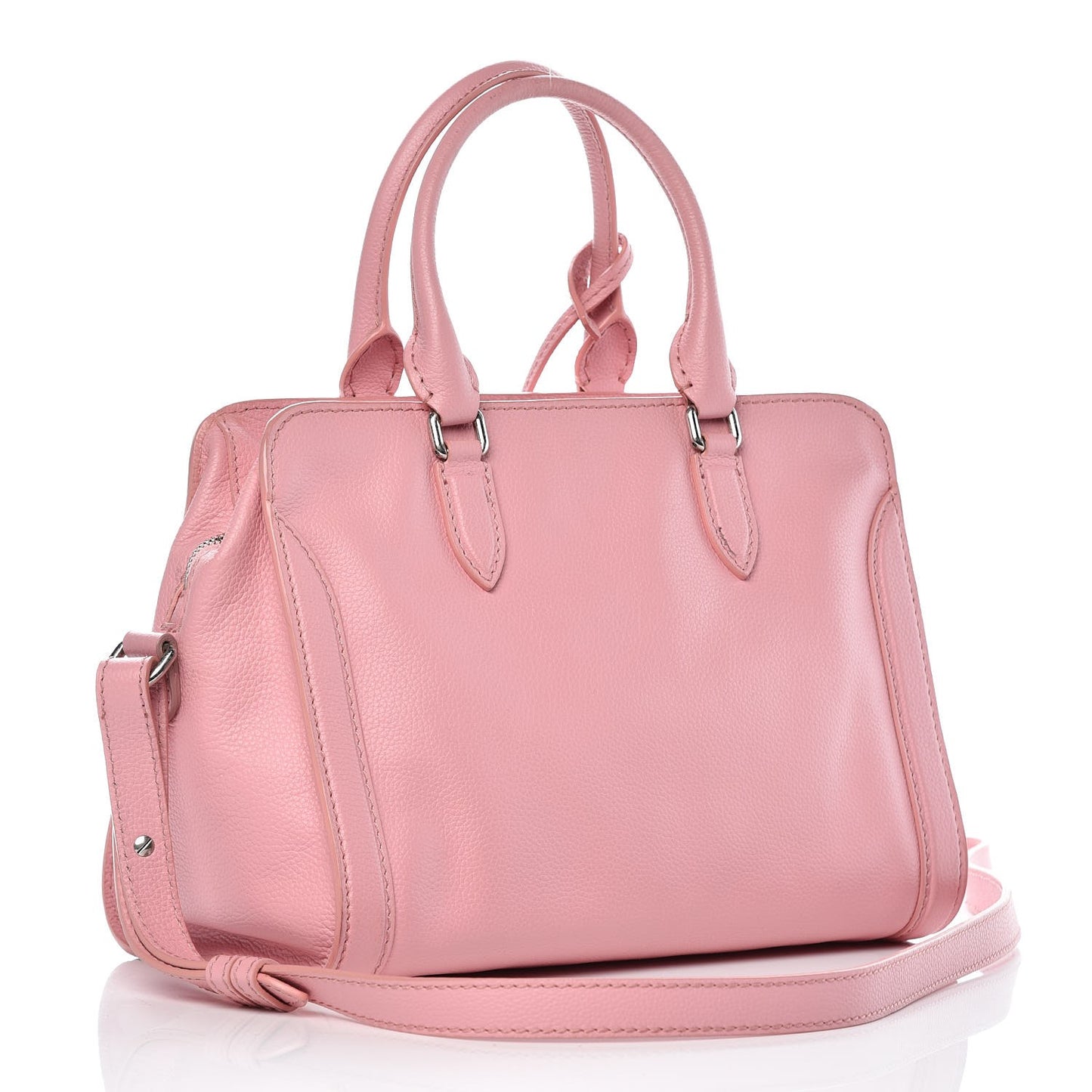 Pebbled Calfskin Small Skull Padlock Zip Around Tote Petal