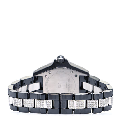 Chanel Stainless Steel Ceramic Diamond Pave Bezel 33mm J12 Automatic Watch Black 3 of 5