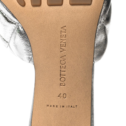 Bottega Veneta Metallic Nappa Reflection Matelasse Padded Kitten Heel Mule Sandals 40 Silver 6 of 8