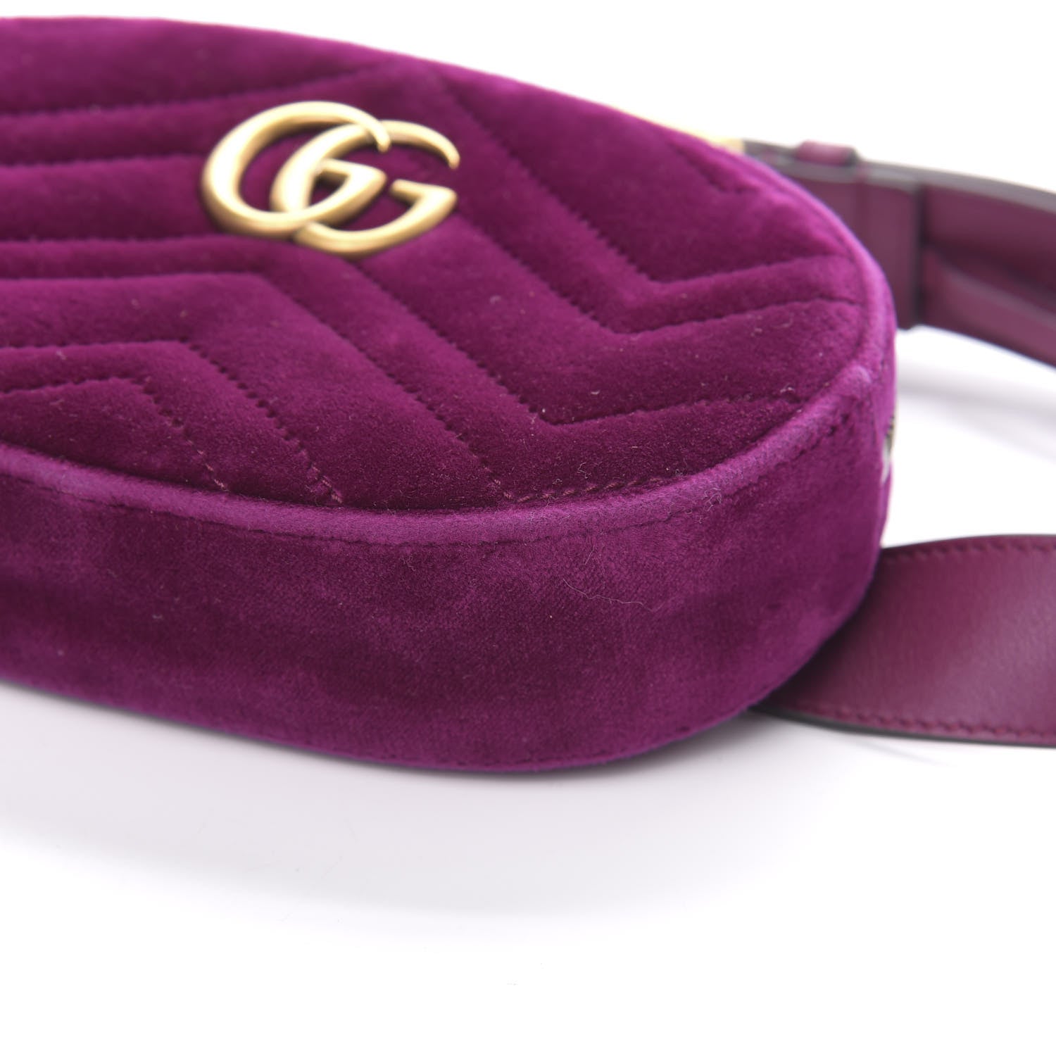 Gucci Velvet Matelasse GG Marmont Belt Bag 75 30 Fuchsia Violet Cyclamen 9 of 10