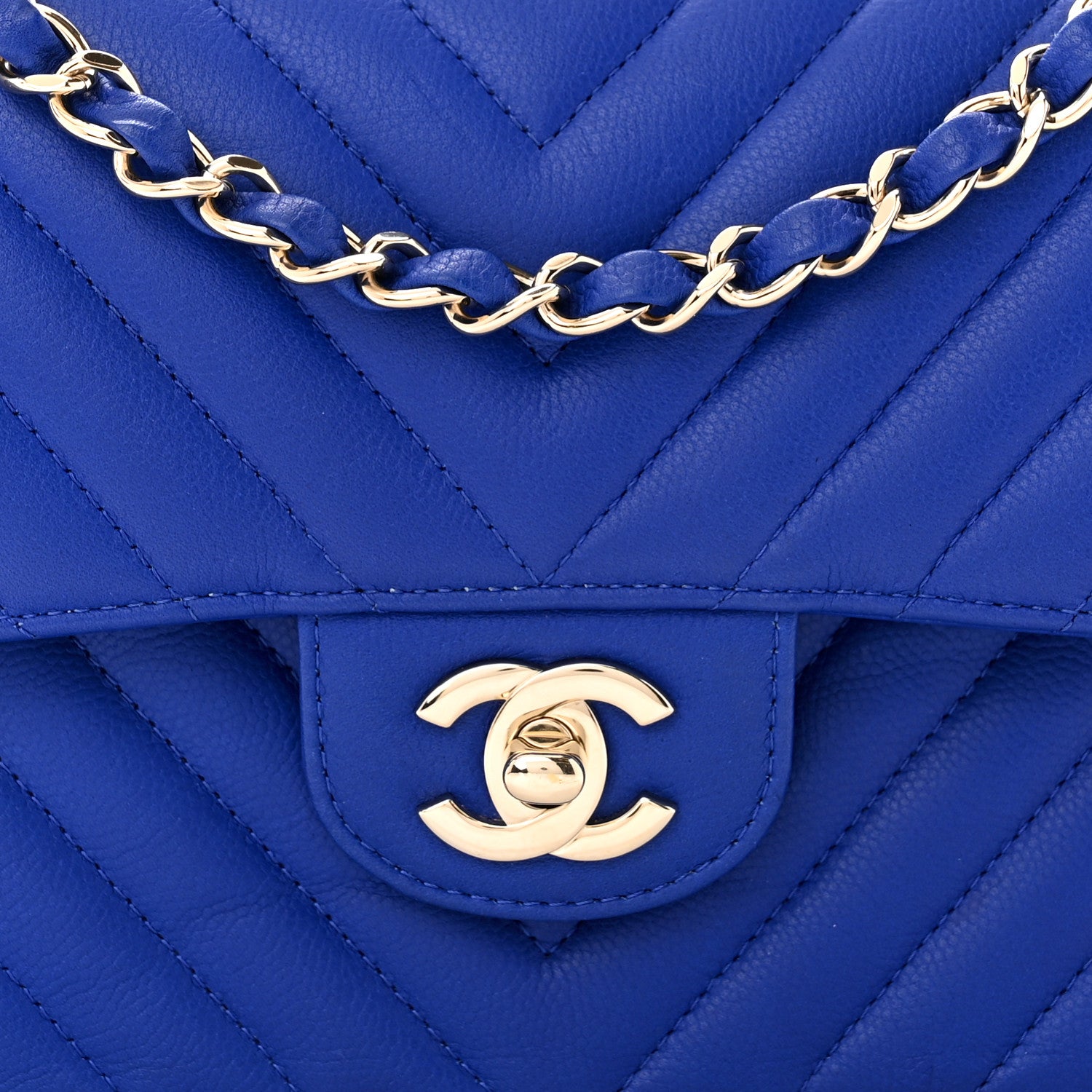 Chanel Caviar Chevron Quilted Small Double Flap Blue 8 of 10