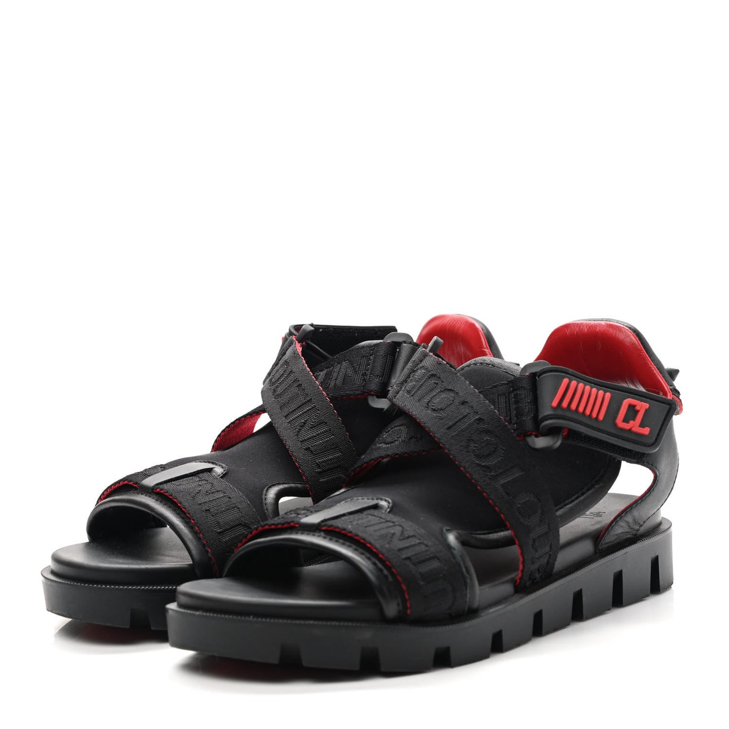 Calfskin Velcrissimo Flat Sandals 36 Black