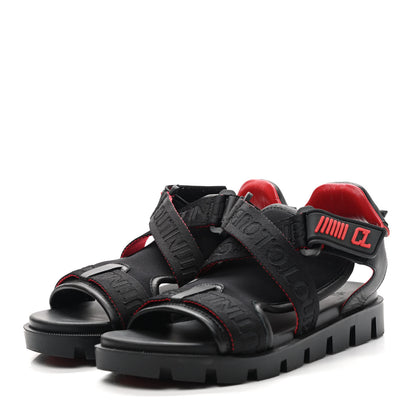 Christian Louboutin Calfskin Velcrissimo Flat Sandals 36 Black 3 of 7