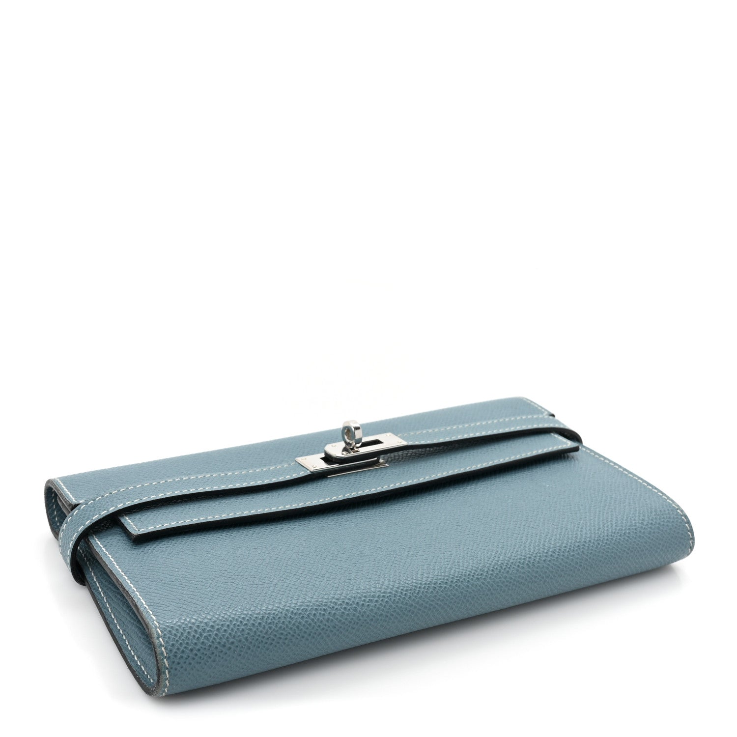 Hermes Epsom Kelly Longue Wallet Blue Jean 4 of 15