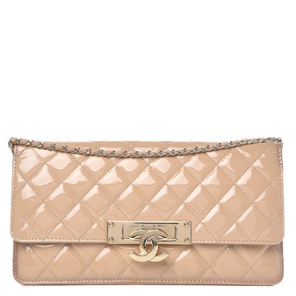 Chanel Patent Quilted Golden Class Wallet on Chain WOC Light Beige 1 of 9