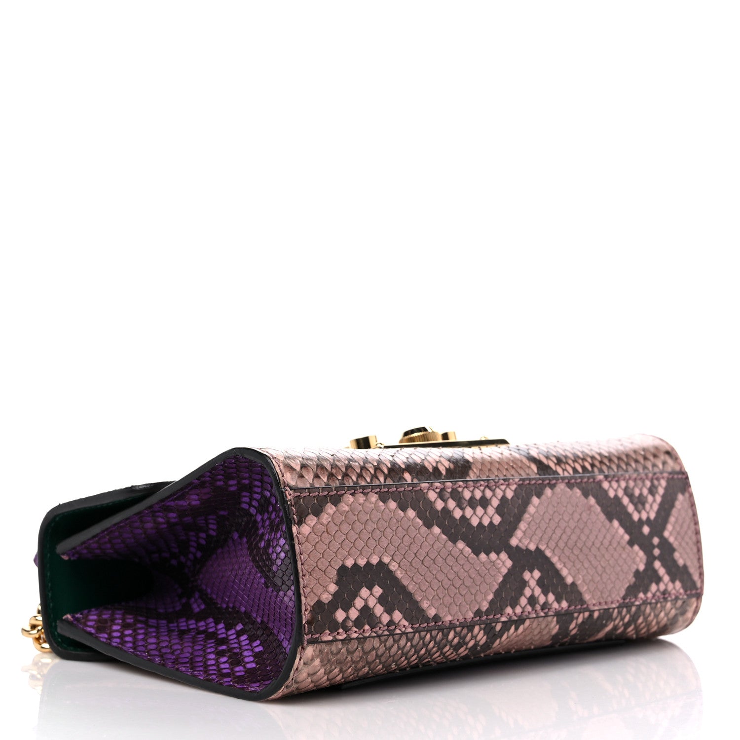 Gucci Snakeskin Small Padlock Shoulder Bag Green Pink Purple 4 of 13
