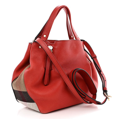 Burberry Grainy Calfskin House Check Small Maidstone Red 3 of 17