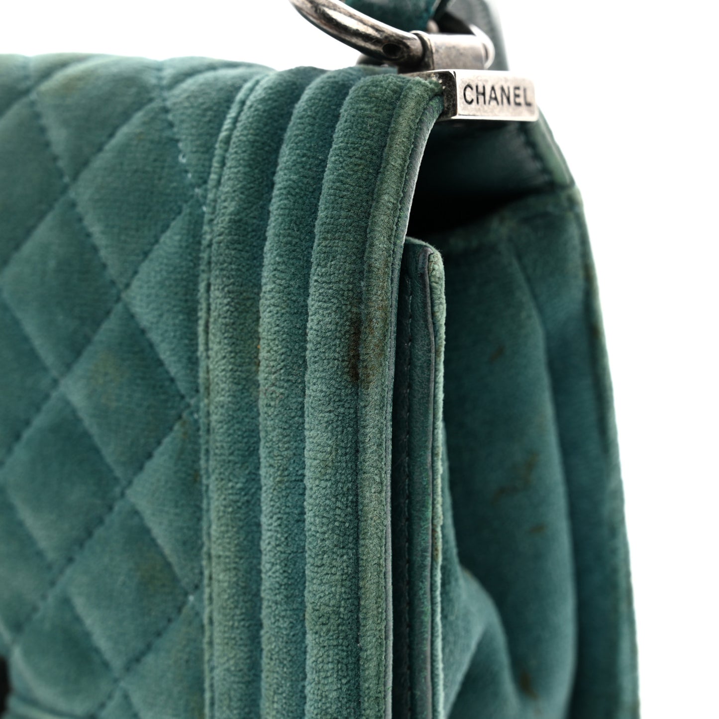 Velvet Quilted Small Boy Flap Turquoise