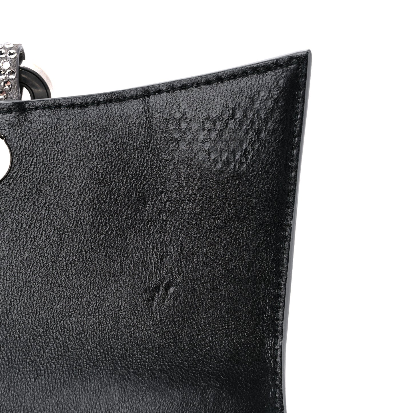 Strass Suede Allover Logo Hourglass Top Handle Bag XS with Chain Silver Black