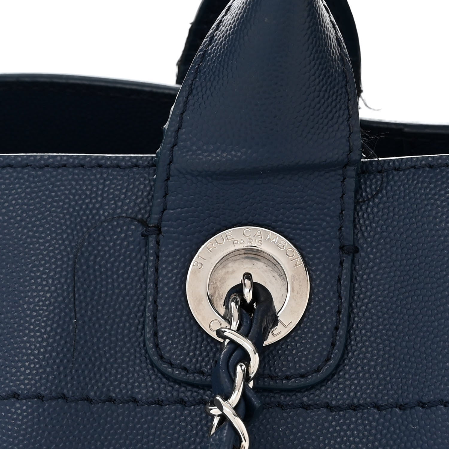 Chanel Caviar Large Studded Deauville Tote Navy 11 of 12