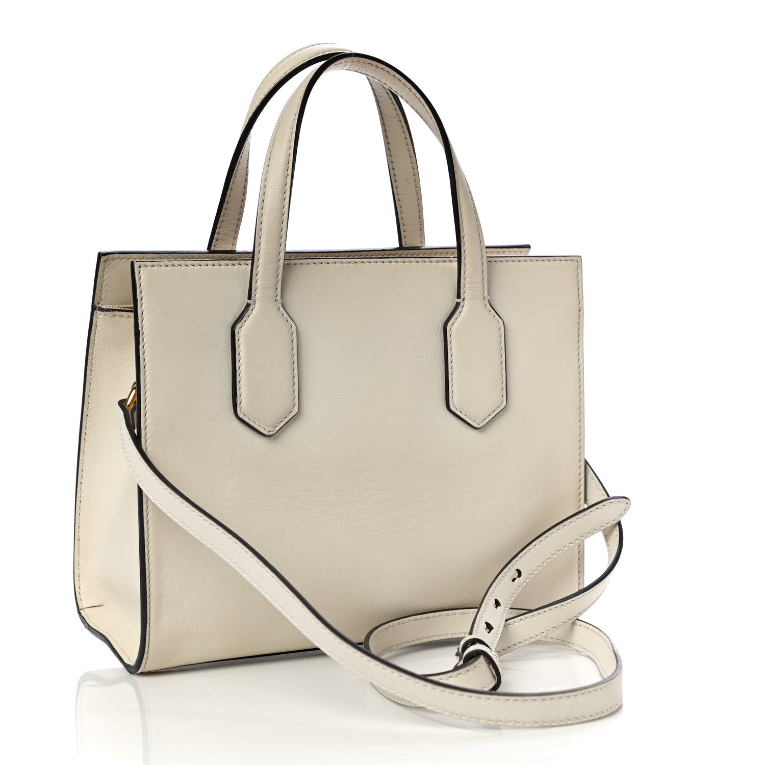 Gucci Calfskin Marmont Ribbon Top Handle Bag White 2 of 12