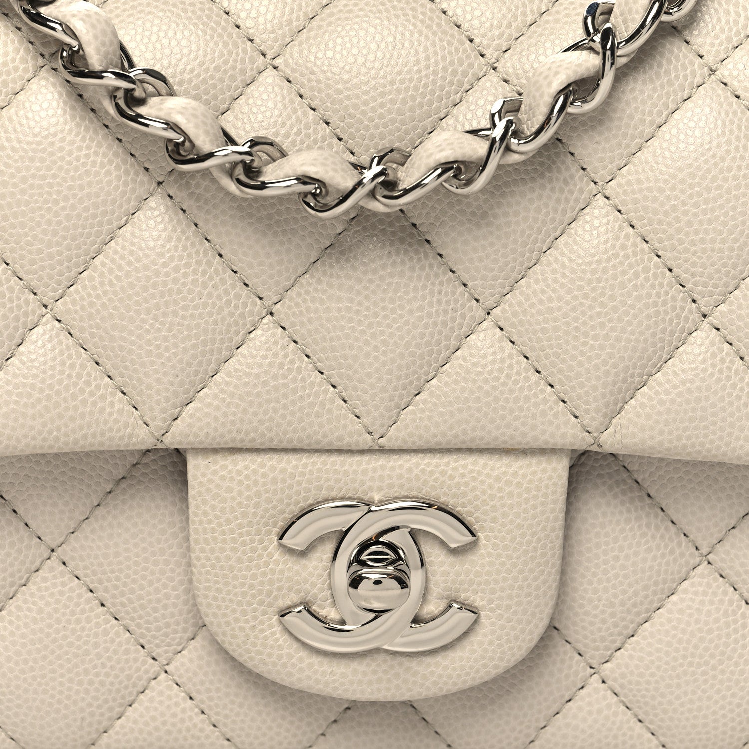 Chanel Caviar Quilted Mini Rectangular Flap Ivory 8 of 11