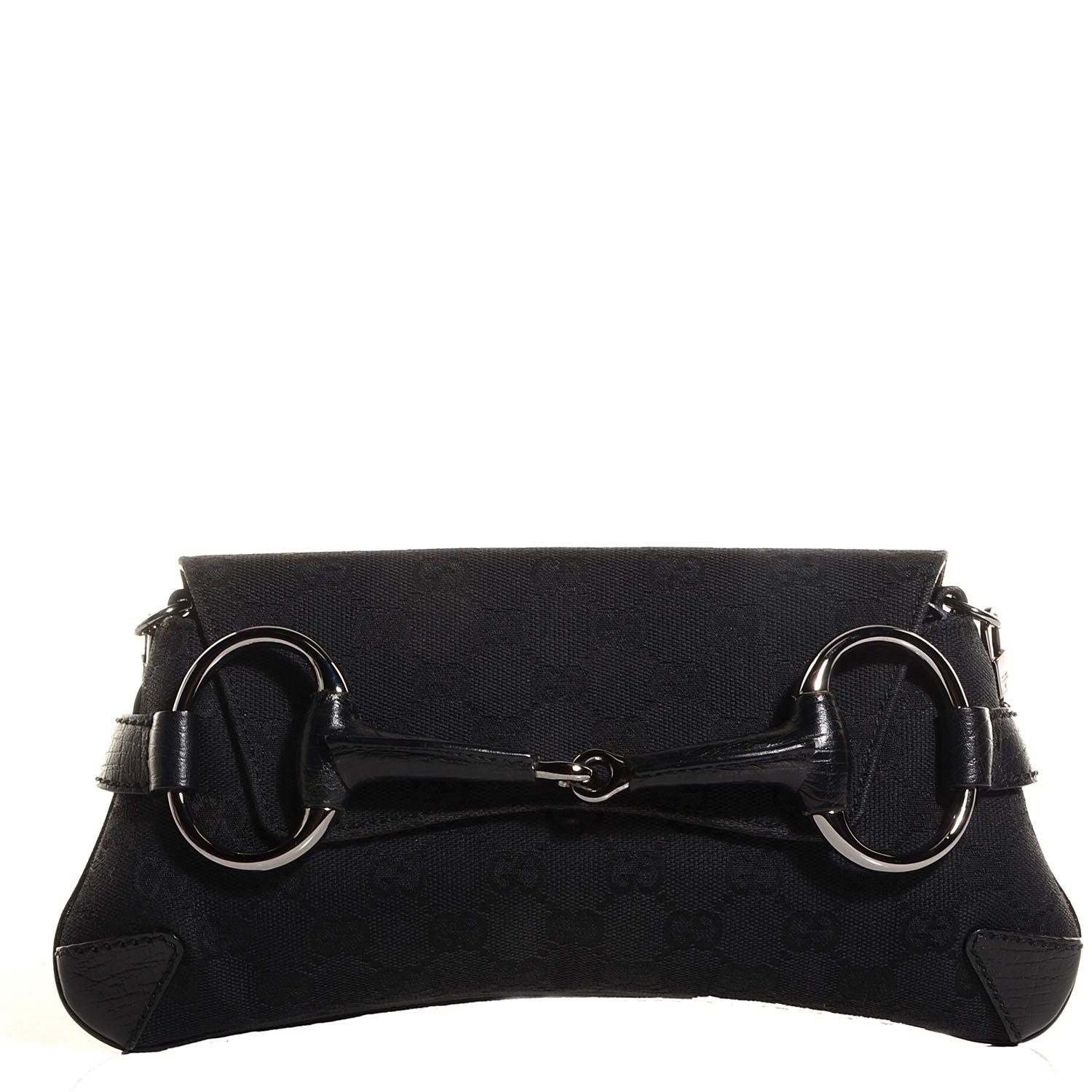 Gucci Monogram Horsebit Clutch Black 1 of 8