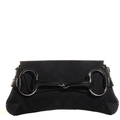 Gucci Monogram Horsebit Clutch Black 1 of 8