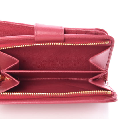 Prada Saffiano Metal Compact Wallet Peonia 5 of 8