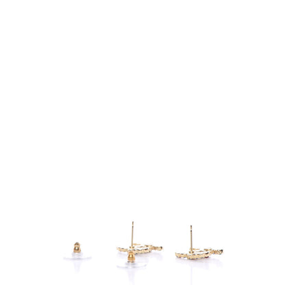 Chanel Crystal CC Stud Earrings Gold Multicolor 3 of 5