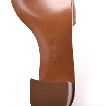 Louis Vuitton Calfskin Lock It Mules 37 Cognac Brown 6 of 9