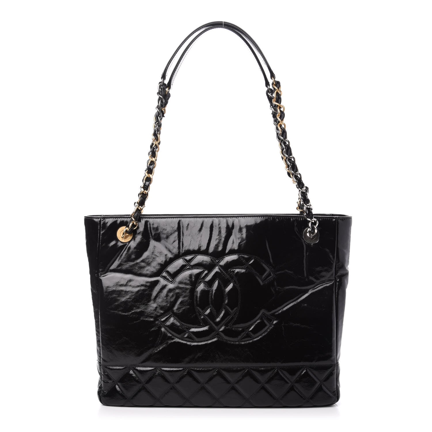 Chanel Shiny Aged Calfskin Quilted Large Shopping Bag Black 1 of 11